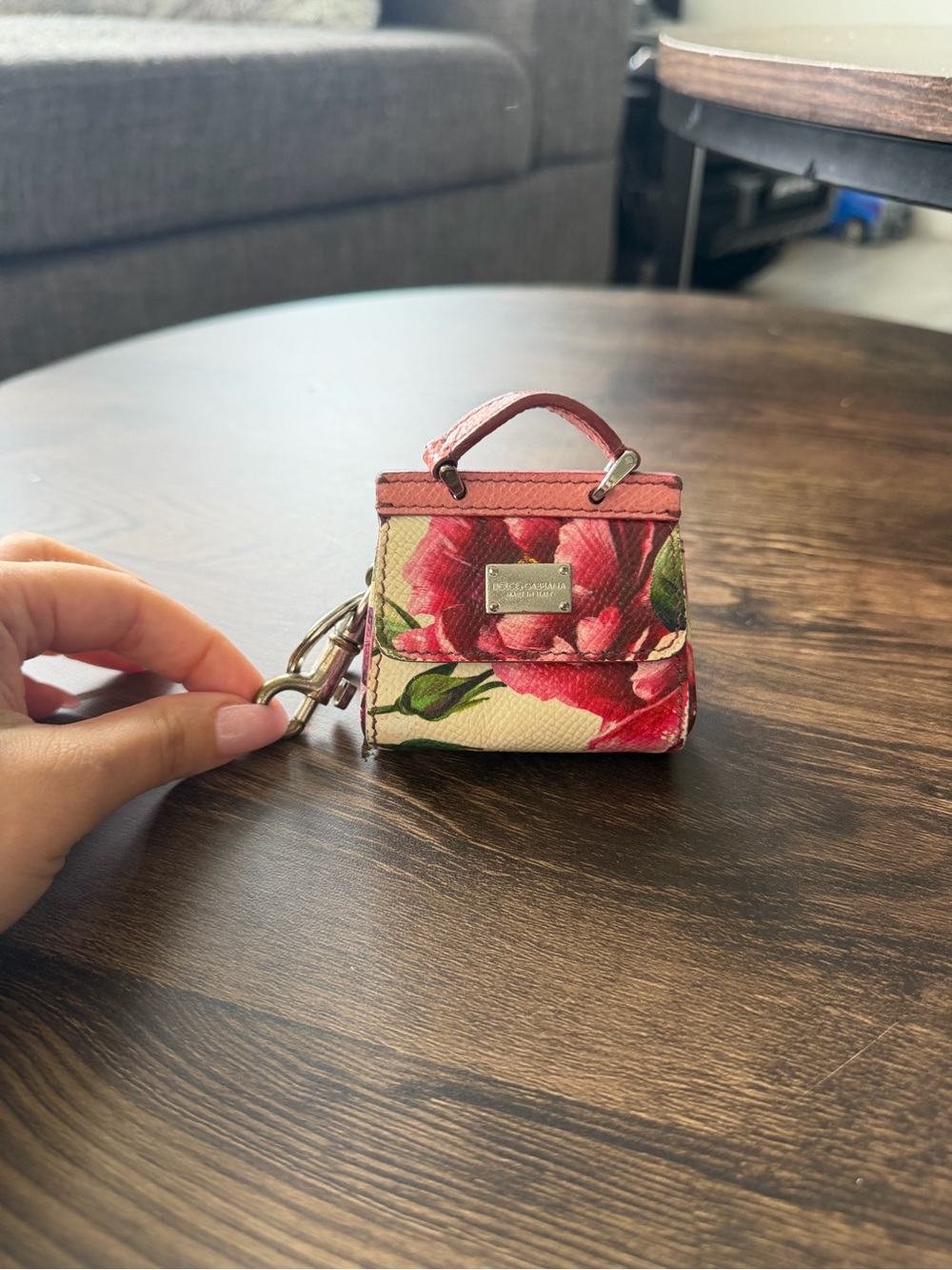 Dolce & Gabbana Floral Mini Bag Key Charm - Pink, Cream & Green